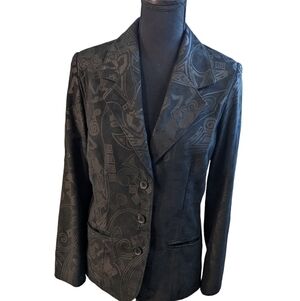 Jez Elite women's leather embossed blazer black size 10.